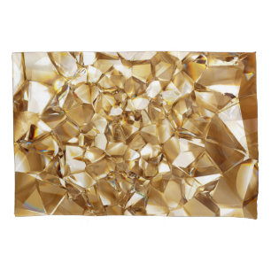 3D abstract crystal gold texture. Pillowcase