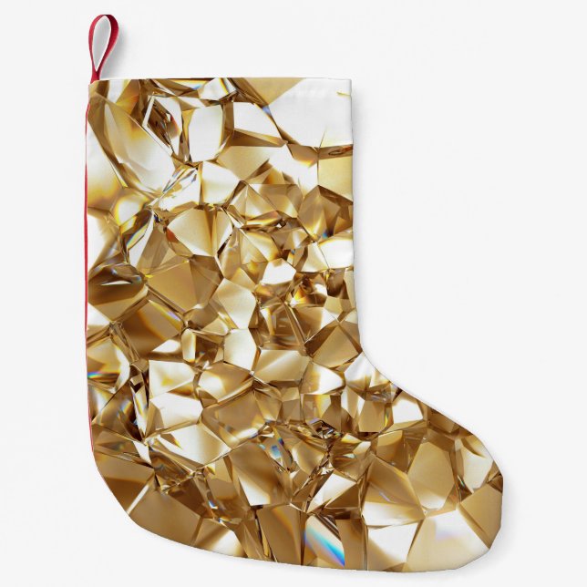 3D abstract crystal gold texture. Small Christmas Stocking (Front)