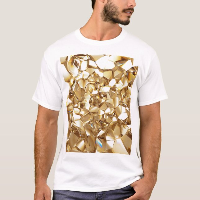 3D abstract crystal gold texture. T-Shirt (Front)