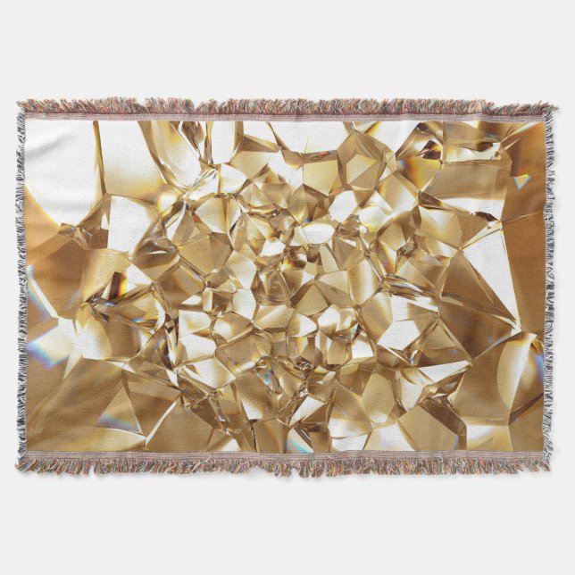 3D abstract crystal gold texture. Throw Blanket (Front)