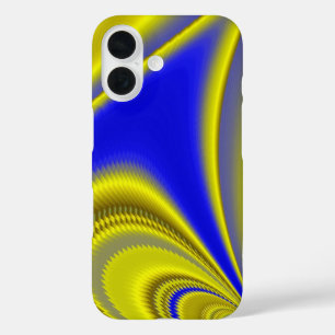 3D Abstract in Gold Yellow Blue Green iPhone 16 Case