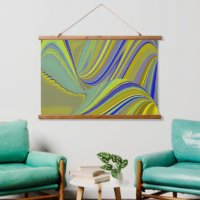 3D Abstract in Gold Yellow Blue Green