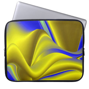 3D Abstract in Gold Yellow Blue Green Laptop Sleeve