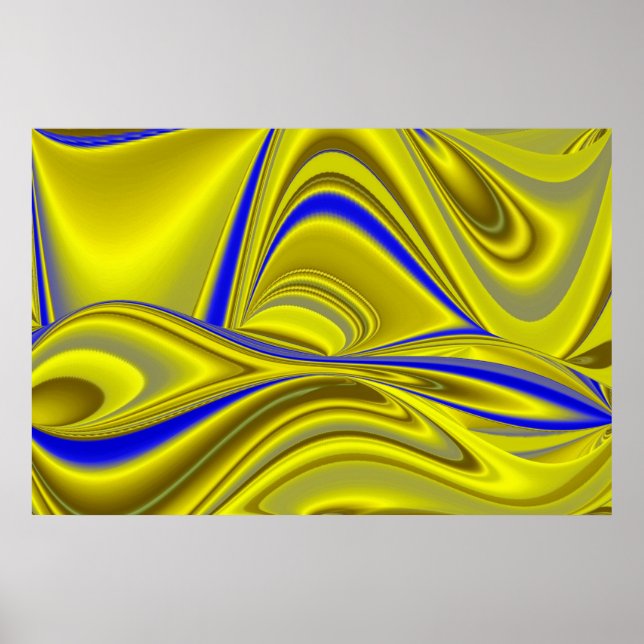 3D Abstract in Gold Yellow Blue Green Poster (Front)