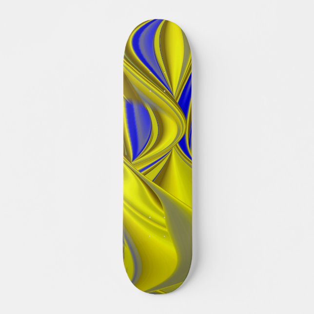 3D Abstract in Gold Yellow Blue Skateboard (Front)