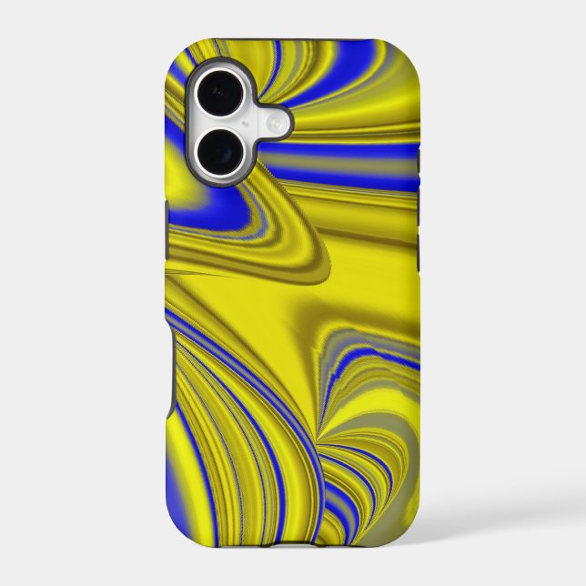 3D Abstract Rainbowart in Gold Yellow Blue (Back)