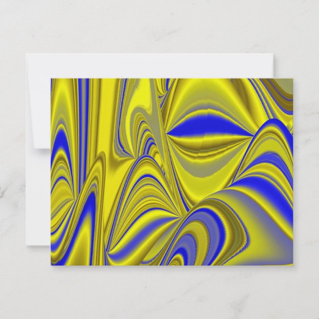 3D Abstract Rainbowart in Gold Yellow Blue (Front)