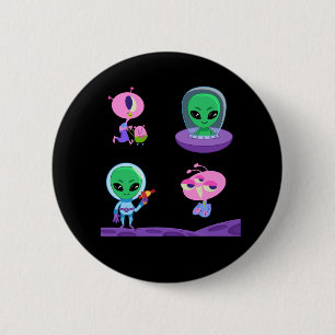 3D Alien Character Design  6 Cm Round Badge