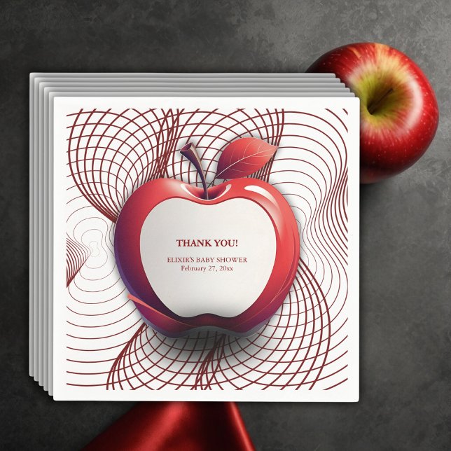 3D Apple of Our Eye Geometric Baby Shower Napkin (Creator Uploaded)