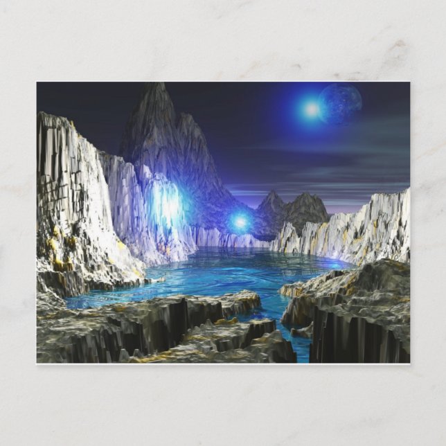 3d art blue moon postcard (Front)