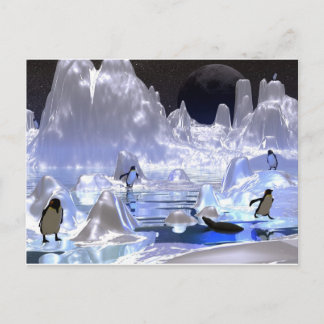 3d art penguin holiday postcard