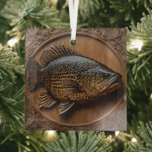 3D Australian Murray Cod Textured Print, Glass Tree Decoration