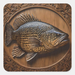 3D Australian Murray Cod Textured Print, Square Sticker