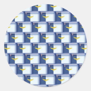 3D Azores flag pattern Classic Round Sticker