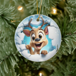 3D Baby Deer Christmas Ceramic Tree Decoration