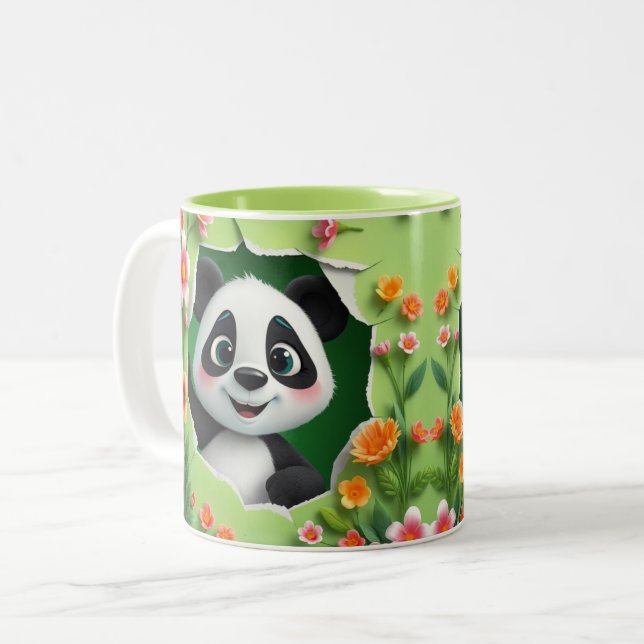 3D baby panda Hole In A Wall Mug Wrap design (Front Left)