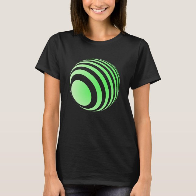 3D ball with green stripes T-Shirt (Front)