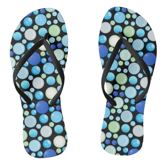 3D Balls Pattern.01.b Black BG Jandals (Footbed)