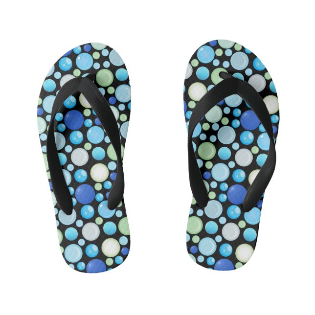 3D Balls Pattern.01.b Black BG Kid's Jandals (Footbed)
