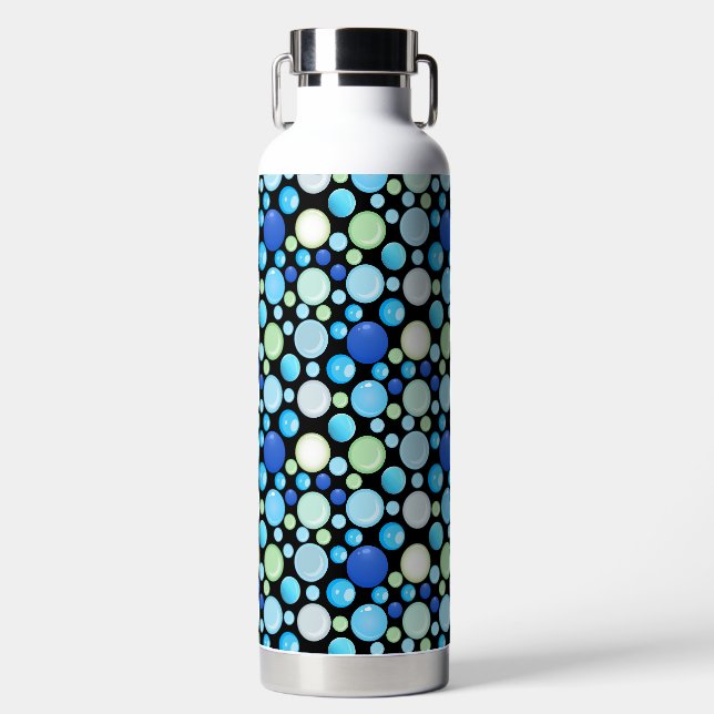 3D Balls Pattern.01.b Black BG Water Bottle (Front)