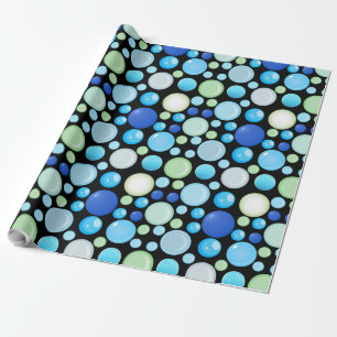 3D Balls Pattern.01.b Black BG Wrapping Paper