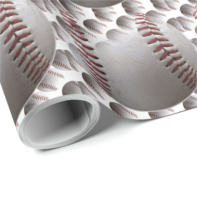 3D Baseballs Wrapping Paper (Roll Corner)