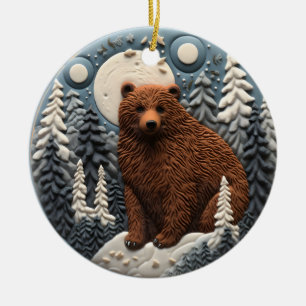 3D Bear Chirstmas Animal Ceramic Tree Decoration