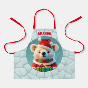 3D Bear Christmas Personalised Kids Apron