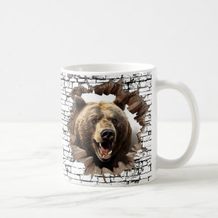 3D Bear Wall Break Art – Realistic Safari Coffee Mug