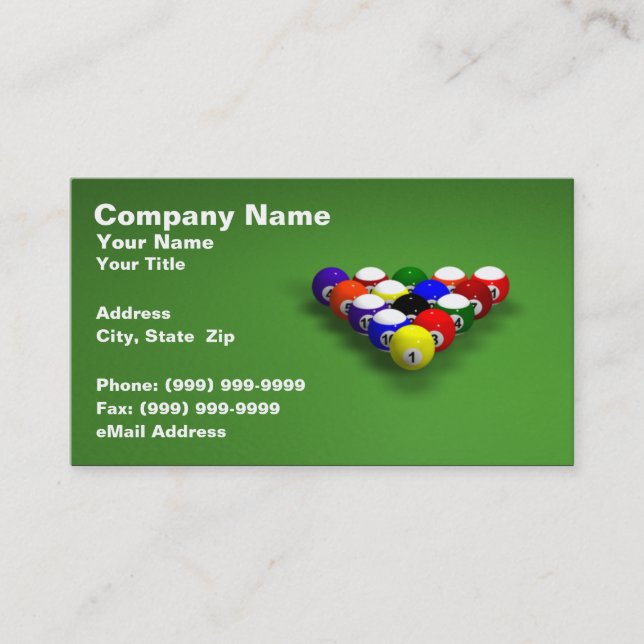 3D Billiard Balls Business Card (Front)