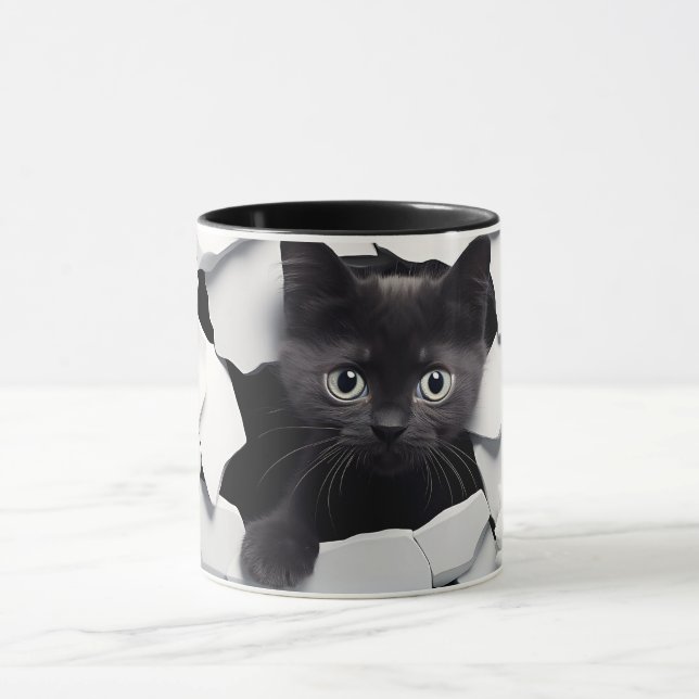  3D Black Cat Sublimation Mug Wrap  (Center)