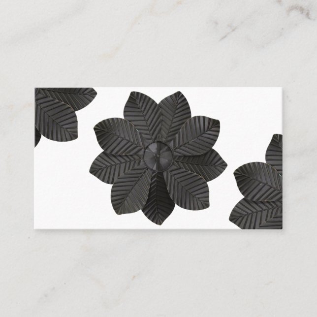 3D Black Matte Flower  Business Card (Front)