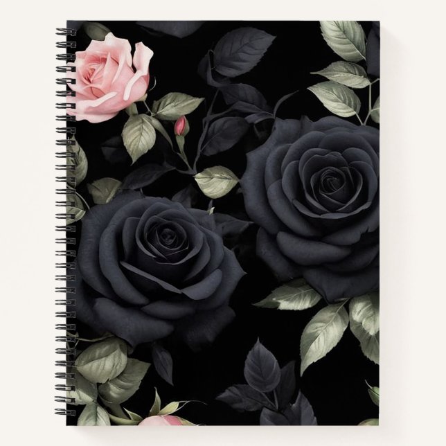 3D Black Roses Notebook (Front)