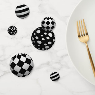3D Black & White Balls Confetti