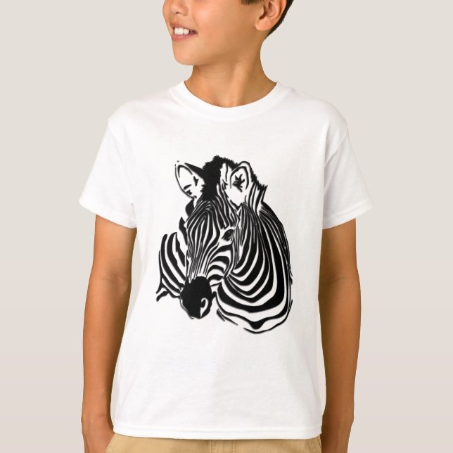 3D Black & White Zebra Head for Animal Lovers T-Shirt (Front)