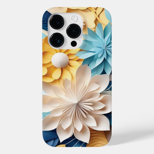 3D Blue and Yellow Floral Fantasy Case-Mate iPhone Case (Back)