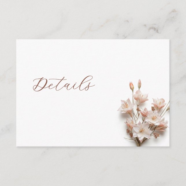 3D Boho Floral Wedding Details Enclosure Card (Front)