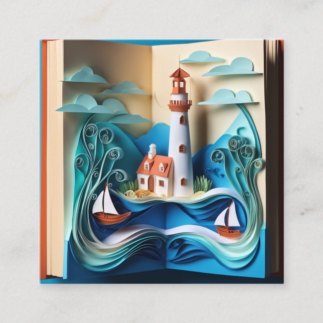 3D book paper quilling is an amazing and intricate Square Business Card (Front)