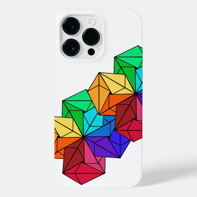 3D Bright Rainbow Cube Triangles on White iPhone Case (Back)