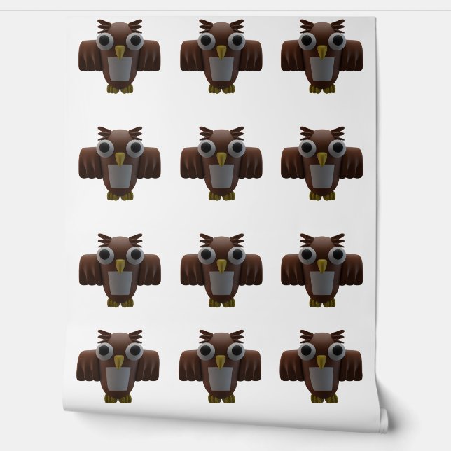 3D Brown Cartoon Owls Seamless Wallpaper (Unrolling)