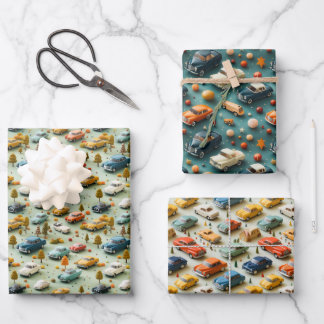 3D Car Adventure Wrapping Paper