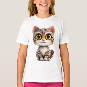 3D Cartoon Cat – Adorable Cat Animal Design  T-Shirt