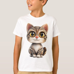 3D Cartoon Cat – Adorable Cat Animal Design  T-Shirt