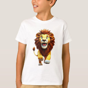 3D Cartoon Lion Running in the Jungle - Fun Kids  T-Shirt
