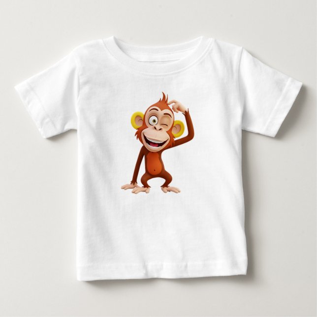  3D Cartoon Monkey Character Baby T-Shirt (Front)