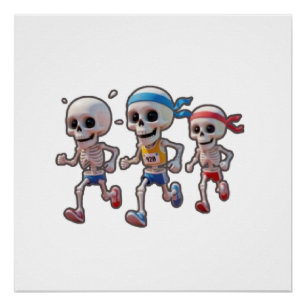 “3D Cartoon Skeleton Race • Funny Running Skeleton Poster