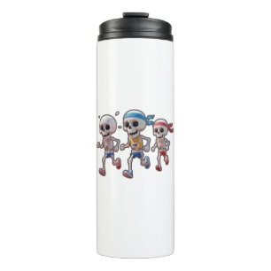 “3D Cartoon Skeleton Race • Funny Running Skeleton Thermal Tumbler