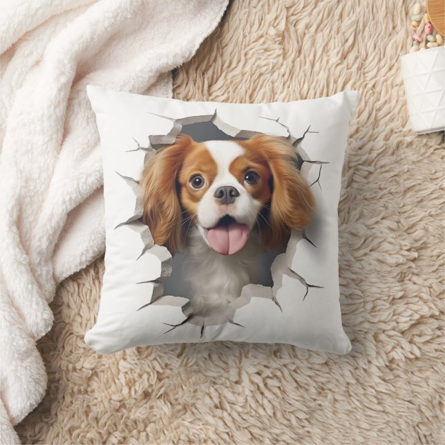3D Cavalier King Charles Spaniel Cracked Hole Cushion (Blanket)