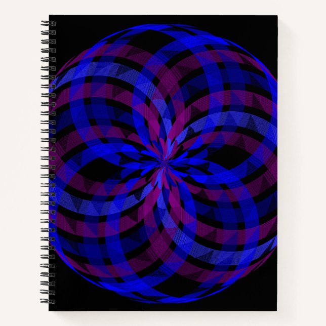 3D Center Flower Petal Geometric Spiral Notebook (Front)