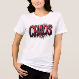 3D Chaos Red Graffiti Cracked Typography Streetwea Tri-Blend Shirt